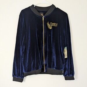 NWT Corteo Cirque Du Soleil XL‎ Blue Bomber Jacket Womens Velour Lined Full Zip